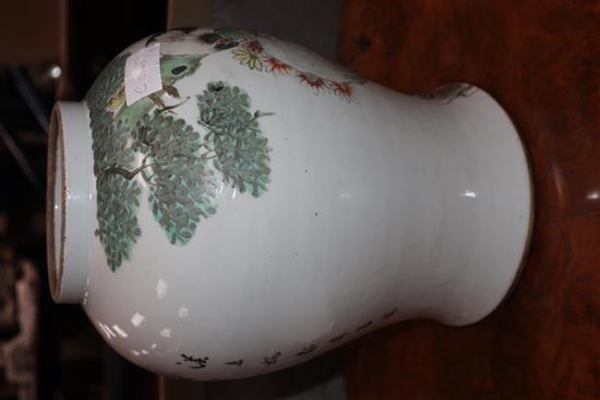 A 19th century Chinese famille rose baluster vase height 36cm